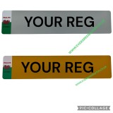 NUMBER PLATE FRONT AND REAR WITH WELSH FLAG IDENTIFIER DRAGON PAIR 
